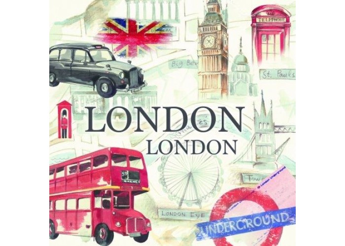 Χαρτοπετσέτα decoupage 33X33 -London Χαρτοπετσέτα decoupage 33X33 -London