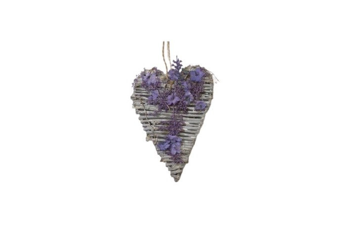 ΚΑΡΔΙΑ ΞΥΛΙΝΗ ΜΕ ΤΕΧΝΗΤΗ ΛΕΒΑΝΤΑ 13,5X9,5CM LILAC