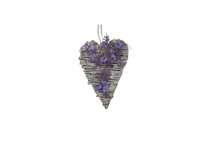 ΚΑΡΔΙΑ ΞΥΛΙΝΗ ΜΕ ΤΕΧΝΗΤΗ ΛΕΒΑΝΤΑ 13,5X9,5CM LILAC