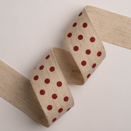 ΚΟΡΔΕΛΑ ΕΚΤΥΠΩΜΕΝΗ ΜΕ ΣΧΕΔΙΑ 40MMX20MET DOTS BEIGE-RED ΚΟΡΔΕΛΑ ΕΚΤΥΠΩΜΕΝΗ ΜΕ ΣΧΕΔΙΑ 40MMX20MET DOTS BEIGE-RED