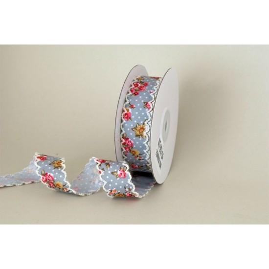 ΚΟΡΔΕΛΑ ΥΦΑΣΜΑΤΙΝΗ ΕΜΠΡΙΜΕ ΔΑΝΤΕΛΑ 25MMX10MET FLOWER GREY ΚΟΡΔΕΛΑ ΥΦΑΣΜΑΤΙΝΗ ΕΜΠΡΙΜΕ ΔΑΝΤΕΛΑ 25MMX10MET FLOWER GREY