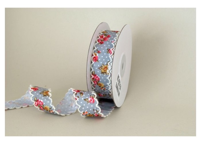 ΚΟΡΔΕΛΑ ΥΦΑΣΜΑΤΙΝΗ ΕΜΠΡΙΜΕ ΔΑΝΤΕΛΑ 25MMX10MET FLOWER GREY ΚΟΡΔΕΛΑ ΥΦΑΣΜΑΤΙΝΗ ΕΜΠΡΙΜΕ ΔΑΝΤΕΛΑ 25MMX10MET FLOWER GREY