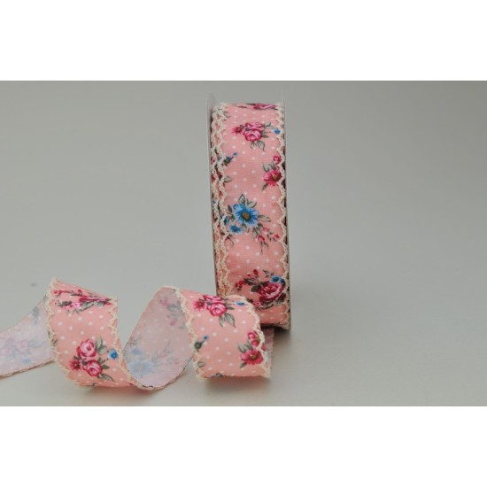 ΚΟΡΔΕΛΑ ΥΦΑΣΜΑΤΙΝΗ ΕΜΠΡΙΜΕ ΔΑΝΤΕΛΑ 25MMX10MET FLOWERS PINK L ΚΟΡΔΕΛΑ ΥΦΑΣΜΑΤΙΝΗ ΕΜΠΡΙΜΕ ΔΑΝΤΕΛΑ 25MMX10MET FLOWERS PINK L