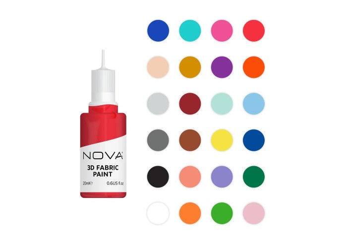 Χρώματα 3d για ύφασμα Nova 24 τεμ Χρώματα 3d για ύφασμα Nova 24 τεμ