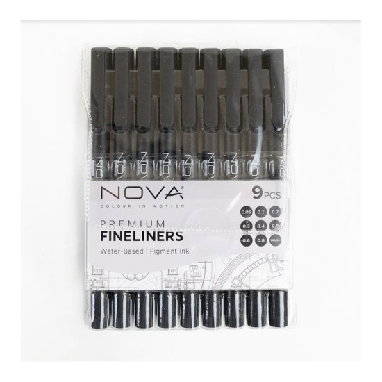 Μαρκαδόροι Black Fineliners Nova 9τεμ Μαρκαδόροι Black Fineliners Nova 9τεμ