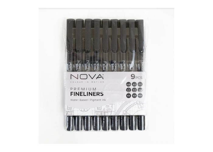 Μαρκαδόροι Black Fineliners Nova 9τεμ