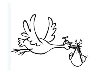 Σφραγίδα με ξύλινη βάση - Πελαργός και μωρό Σφραγίδα με ξύλινη βάση - Πελαργός και μωρό