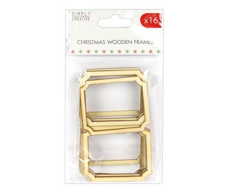 Ξύλινα διακοσμητικά κορνιζάκια Christmas Basics 16τεμ