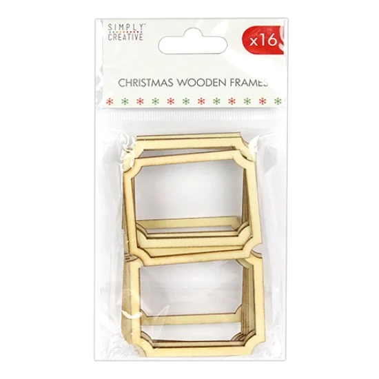 Ξύλινα διακοσμητικά κορνιζάκια Christmas Basics 16τεμ