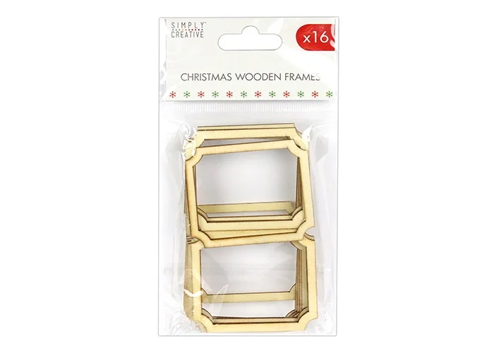 Ξύλινα διακοσμητικά κορνιζάκια Christmas Basics 16τεμ