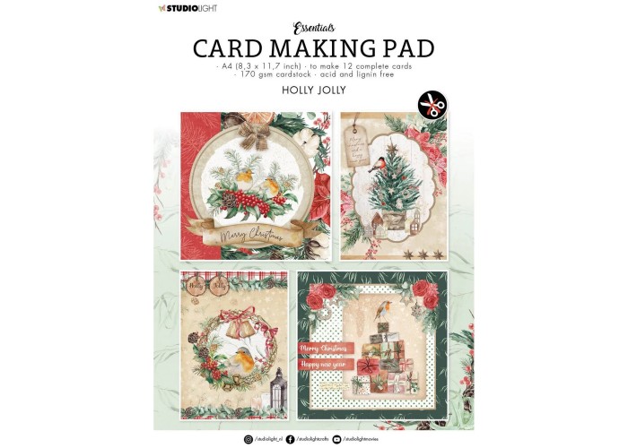 Σετ χαρτόνια χειροτεχνίας Holly Jolly 20cm X 30cm 12φ 170gsm Σετ χαρτόνια χειροτεχνίας Holly Jolly 20cm X 30cm 12φ 170gsm