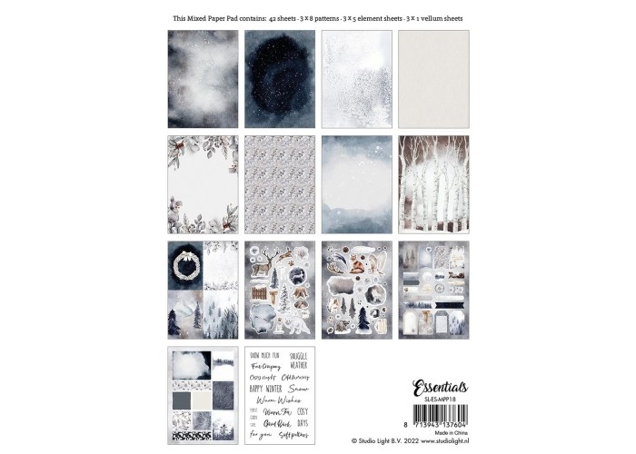 Σετ Χαρτόνια Χειροτεχνίας Studio Light • Winter Patterns 21cm x 15cm 42Φ 170gsm Σετ Χαρτόνια Χειροτεχνίας Studio Light • Winter Patterns 21cm x 15cm 42Φ 170gsm
