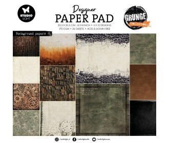 Studio Light • Grunge Collection Die-cut Paper Pad Background Papers 20cm x 20cm 36φ 170γρ Studio Light • Grunge Collection Die-cut Paper Pad Background Papers 20cm x 20cm 36φ 170γρ