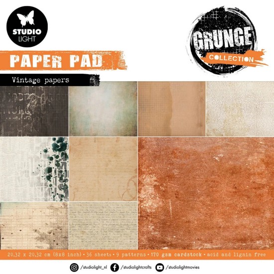 Σετ Χαρτόνια Χειροτεχνίας Studio Light • Old Papers 20cm X 20cm 36φ 170gsm Σετ Χαρτόνια Χειροτεχνίας Studio Light • Old Papers 20cm X 20cm 36φ 170gsm