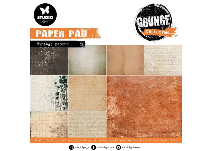 Σετ Χαρτόνια Χειροτεχνίας Studio Light • Old Papers 20cm X 20cm 36φ 170gsm Σετ Χαρτόνια Χειροτεχνίας Studio Light • Old Papers 20cm X 20cm 36φ 170gsm