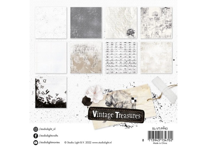 Σετ Χαρτόνια Χειροτεχνίας Studio Light • Vintage Treasures 15,2cm X 15,2cm 36φ 170gsm Σετ Χαρτόνια Χειροτεχνίας Studio Light • Vintage Treasures 15,2cm X 15,2cm 36φ 170gsm