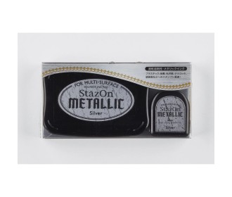 Μελάνι Tsukineko • StazOn Metallic Ink Pad & Refill Silver