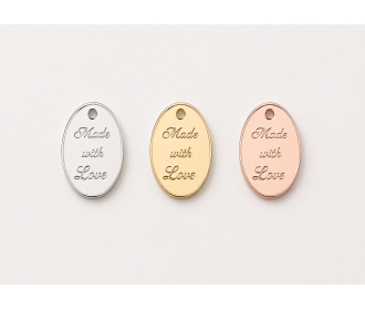 Plexiglass διακοσμητικό στοιχείο Μade with love - οβάλ 2cm x 1.5cm Plexiglass διακοσμητικό στοιχείο Μade with love - οβάλ 2cm x 1.5cm