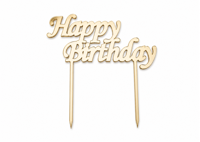 Cake topper Plexiglass Happy Birthday 15cm Cake topper Plexiglass Happy Birthday 15cm