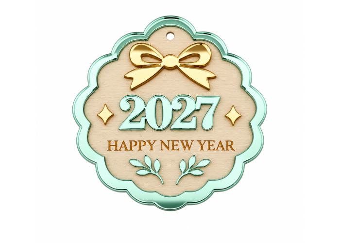 Γούρι 2027 Plexi και ξύλο 10cm 