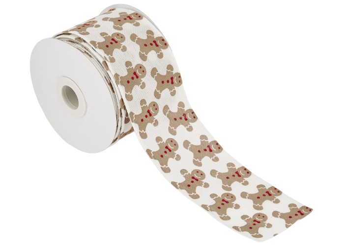 ΚΟΡΔΕΛΑ ΣΧΕΔΙΟ GINGERBREAD ΜΕ ΣΥΡΜΑ 63MMX10MET IVORY-BEIGE