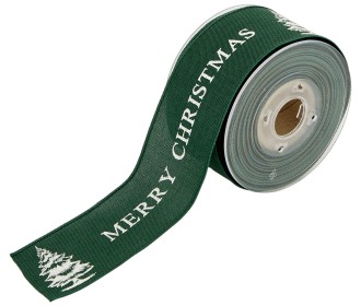 ΚΟΡΔΕΛΑ ΓΙΟΥΤΑ ΚΑΜΒΑΣ ΜΕ ΣΥΡΜΑ MERRY CHRISTMAS 50MMX10MET GREEN D