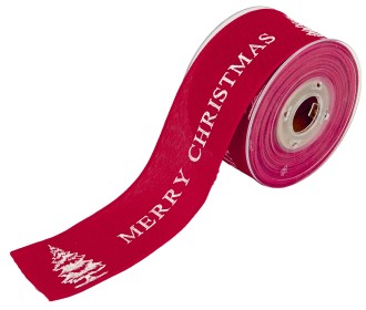 ΚΟΡΔΕΛΑ ΓΙΟΥΤΑ ΚΑΜΒΑΣ ΜΕ ΣΥΡΜΑ MERRY CHRISTMAS 50MMX10MET RED