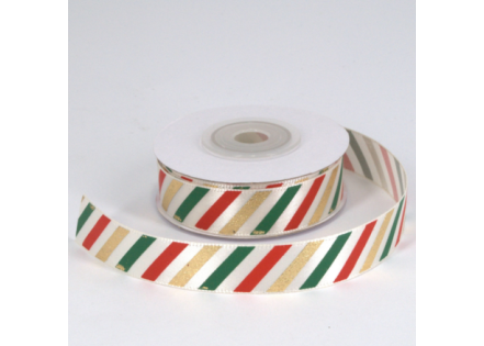 ΚΟΡΔΕΛΑ ΜΕ ΠΟΛΥΧΡΩΜΕΣ ΡΙΓΕΣ 15ΜΜΧ10ΜΕΤ IVORY-GREEN D-RED-GOLD