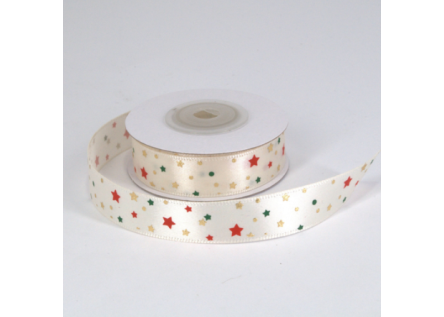 ΚΟΡΔΕΛΑ ΜΕ ΧΡΩΜΑΤΙΣΤΑ ΑΣΤΕΡΙΑ 15ΜΜΧ10ΜΕΤ IVORY-GREEN D-RED-GOLD