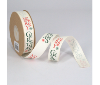 ΚΟΡΔΕΛΑ ΜΕ ΕΚΤΥΠΩΣΗ MERRY CHRISTMAS 20MMX20MET WHITE-GREEN D-RED