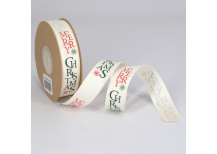 ΚΟΡΔΕΛΑ ΜΕ ΕΚΤΥΠΩΣΗ MERRY CHRISTMAS 20MMX20MET WHITE-GREEN D-RED