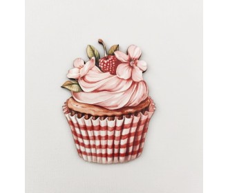 Φιγούρα ξύλινη με έγχρωμη εκτύπωση Cupcake Φιγούρα ξύλινη με έγχρωμη εκτύπωση Cupcake