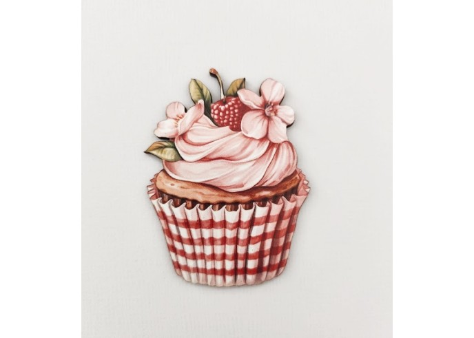 Φιγούρα ξύλινη με έγχρωμη εκτύπωση Cupcake Φιγούρα ξύλινη με έγχρωμη εκτύπωση Cupcake
