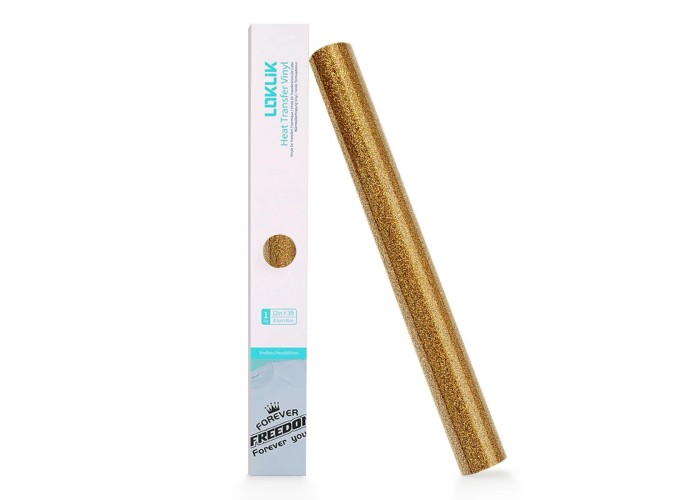 LOKLiK • Heat Transfer Vinyl Glitter Golden 30cm x 90cm LOKLiK • Heat Transfer Vinyl Glitter Golden 30cm x 90cm