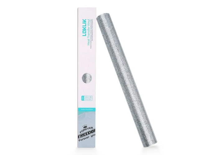 LOKLiK • Heat Transfer Vinyl Glitter Silver 30cm x 90cm LOKLiK • Heat Transfer Vinyl Glitter Silver 30cm x 90cm