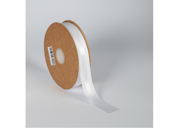 Κορδέλα Σατέν με Γκρο 25mm x 50m Λευκή (White)