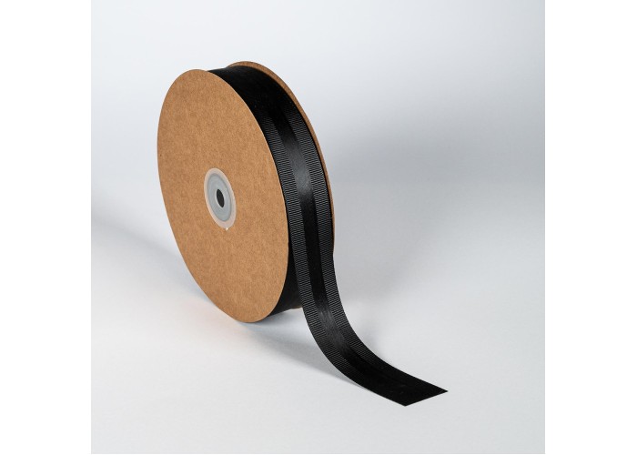Κορδέλα Σατέν με Γκρο 25mm x 50m Μαύρη (Black)