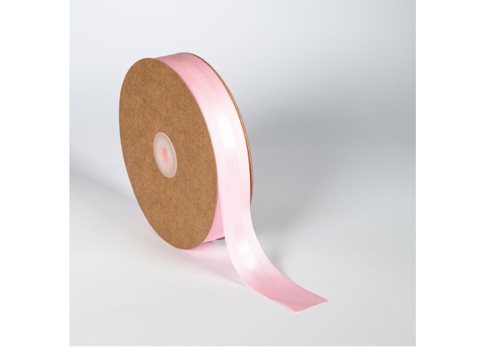 Κορδέλα Σατέν με Γκρο 25mm x 50m Ανοιχτό Ροζ (Pink L)