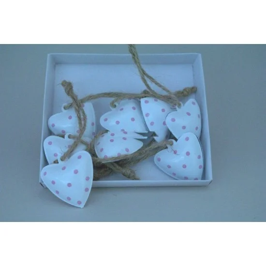 ΚΑΡΔΙΑ ΜΕΤΑΛΛΙΚΗ ΚΡΕΜΑΣΤΗ ΜΕ ΠΟΥΑ ΣΕΤ/8 3,5X3,2CM WHITE-PINK
