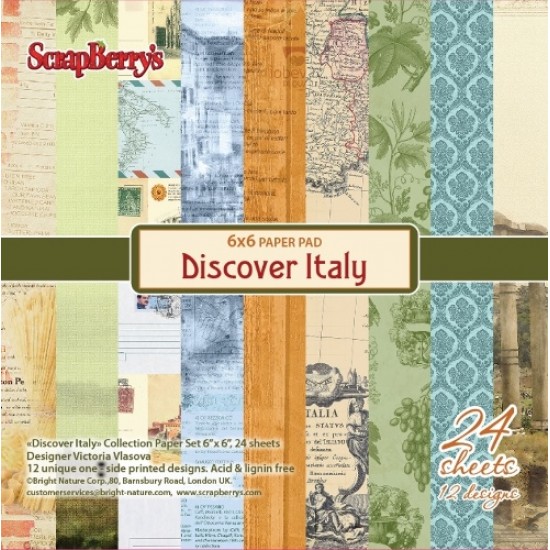 Σετ χαρτόνια 15cm x 15cm scrapbooking discover Italy