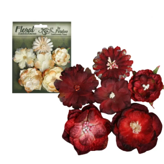Λουλούδια mixed blooms κόκκινο βουργουνδίας 6 τεμ