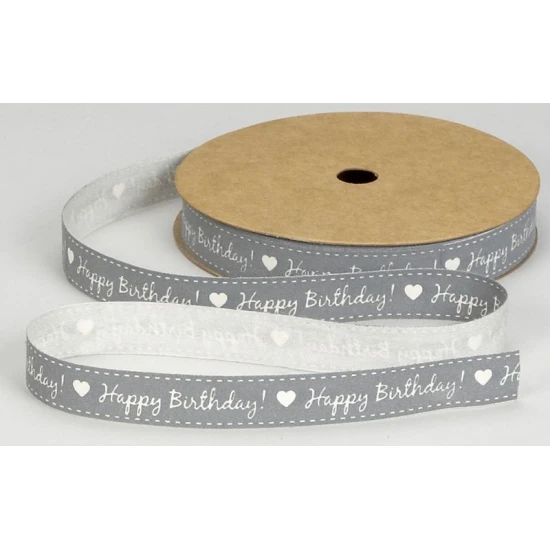 ΚΟΡΔΕΛΑ ΟΙΚΟΛΟΓΙΚΗ HAPPY BIRTHDAY 15MMX20MET GREY