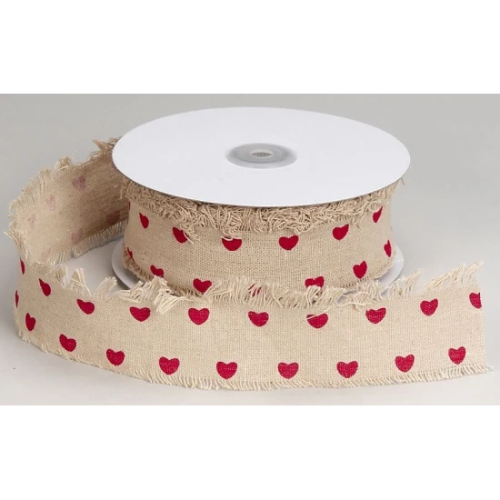 ΚΟΡΔΕΛΑ ΕΚΤΥΠΩΜΕΝΗ ΚΑΡΔΙΕΣ 50MMX20MET BEIGE-RED