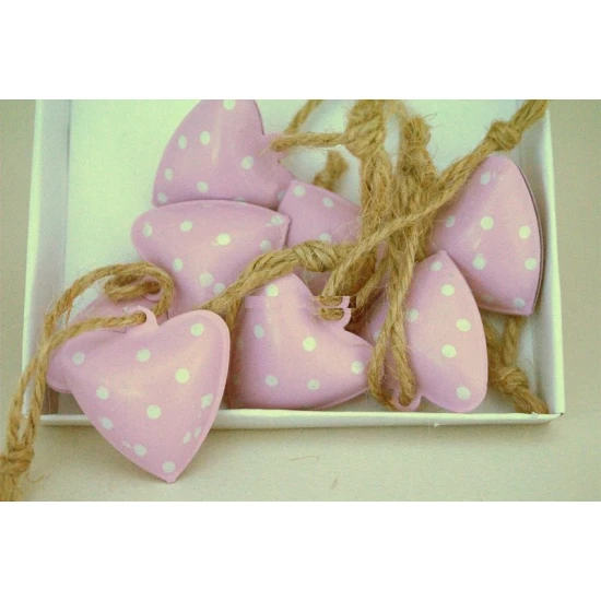 ΚΑΡΔΙΑ ΜΕΤΑΛΛΙΚΗ ΚΡΕΜΑΣΤΗ ΜΕ ΠΟΥΑ ΣΕΤ/8 3,5X3,2CM PINK L-WHITE