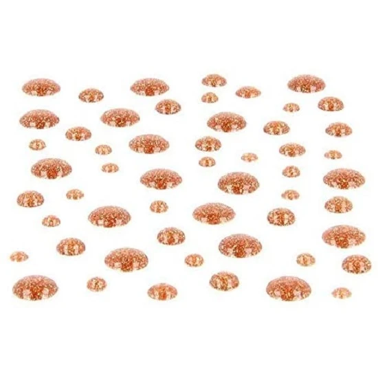 Αυτοκόλλητες πέρλες με glitter copper 54τεμ