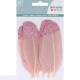 Dusty Pink Φτερά με glitter 6τεμ 11,5cm