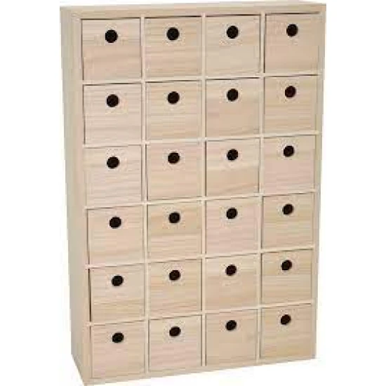 Ξύλινο ράφι με 24 συρτάρια 44x30x10cm