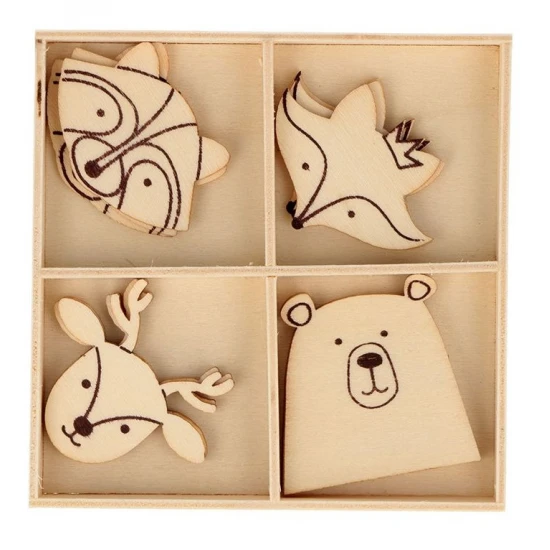 Ξύλινα Beary Christmas 12τεμ από 3-3,8cm