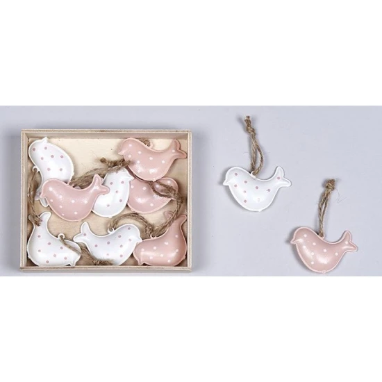 ΠΟΥΛΑΚΙΑ ΜΕΤΑΛΛΙΚΑ ΚΡΕΜΑΣΤΑ S/10 5X3,7CM WHITE-PINK