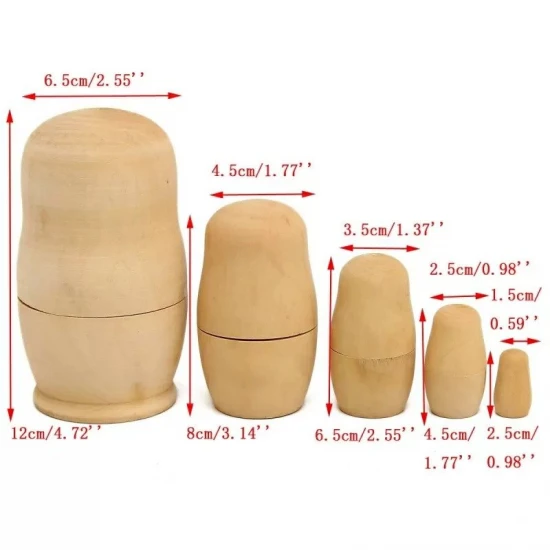 Σετ Ξύλινες κούκλες 5τεμ (από 12cm-2.50cm)